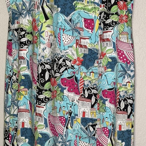 Kelly and Diane Vibrant Print Halter Beaded Trim  Dress Size 10 Cruise Vacation - Picture 5 of 16